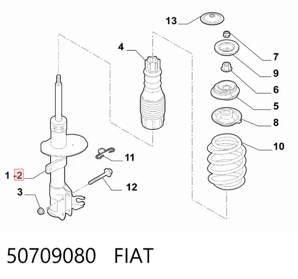 Amortiguador delantero derecho 50709080 Fiat/Alfa/Lancia