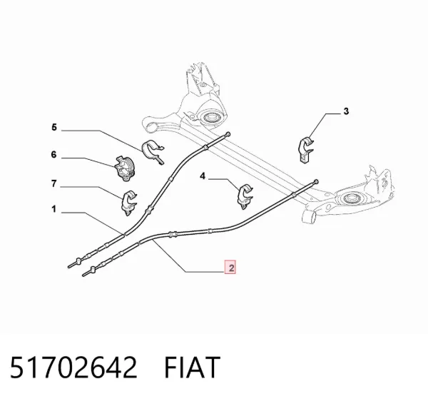 Cable de freno de mano trasero izquierdo 51702642 Fiat/Alfa/Lancia