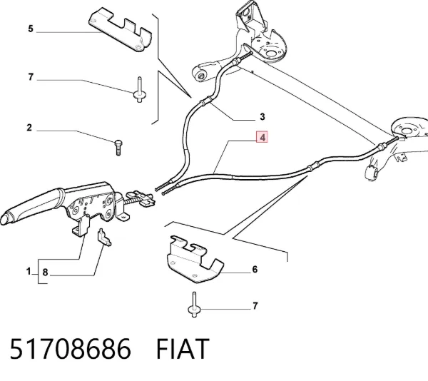Cable de freno de mano trasero izquierdo 51708686 Fiat/Alfa/Lancia