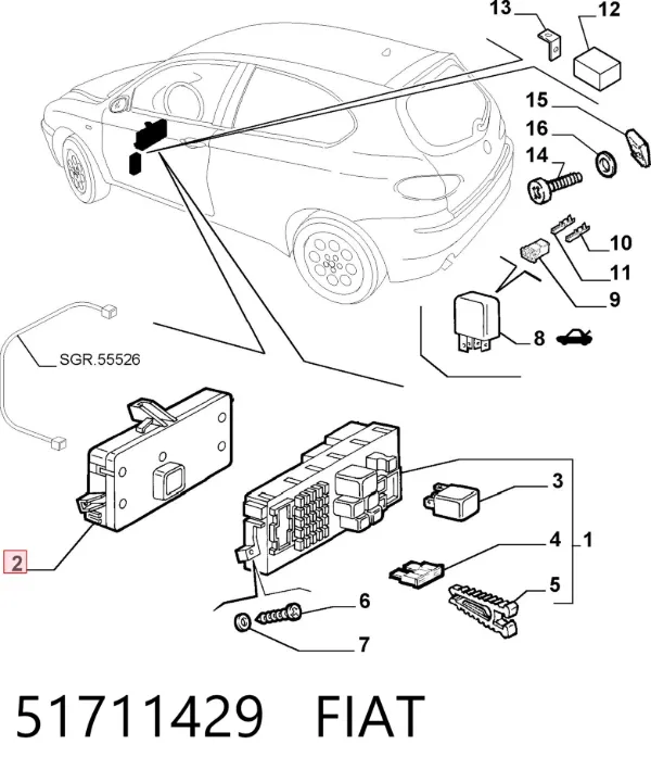 Módulo de control del inmovilizador 51711429 Fiat/Alfa/Lancia