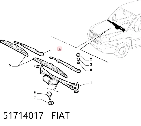 Brazo del limpiaparabrisas 51714017 Fiat/Alfa/Lancia