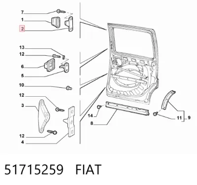 Tope superior de puerta corrediza FIAT 51715259
