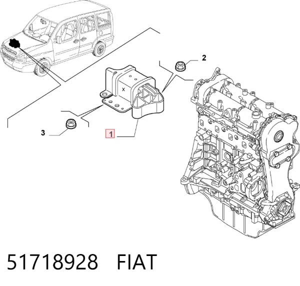 Soporte de motor derecho 51718928 Fiat/Alfa/Lancia