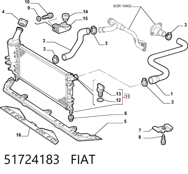 Radiador 51724183 Fiat/Alfa/Lancia