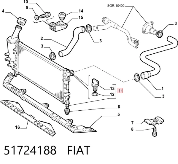 Radiador 51724188 Fiat/Alfa/Lancia