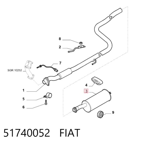 Silenciador trasero 51740052 Fiat/Alfa/Lancia
