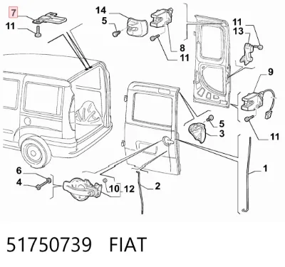 Pieza de cierre de la cerradura del portón trasero FIAT 51750739