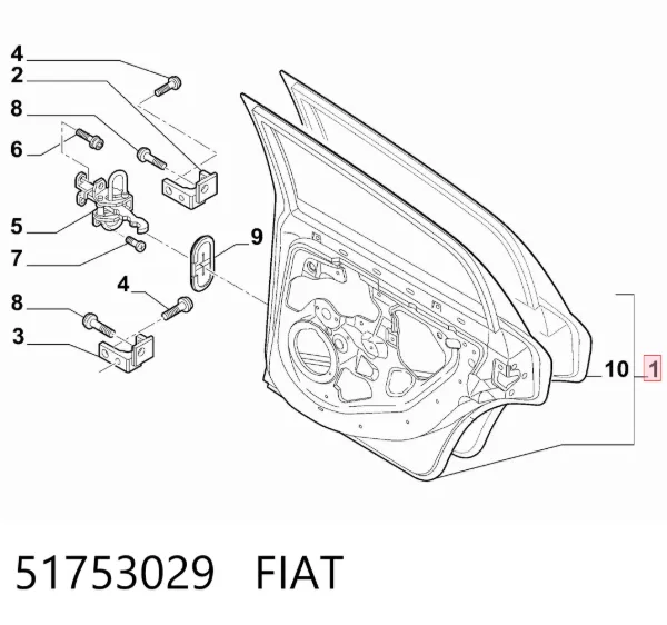 Puerta trasera derecha 51753029 Fiat/Alfa/Lancia