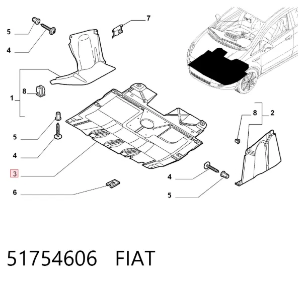 Protección motor / empotramiento 51754606 Fiat/Alfa/Lancia