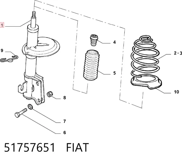 Amortiguador 51757651 Fiat/Alfa/Lancia