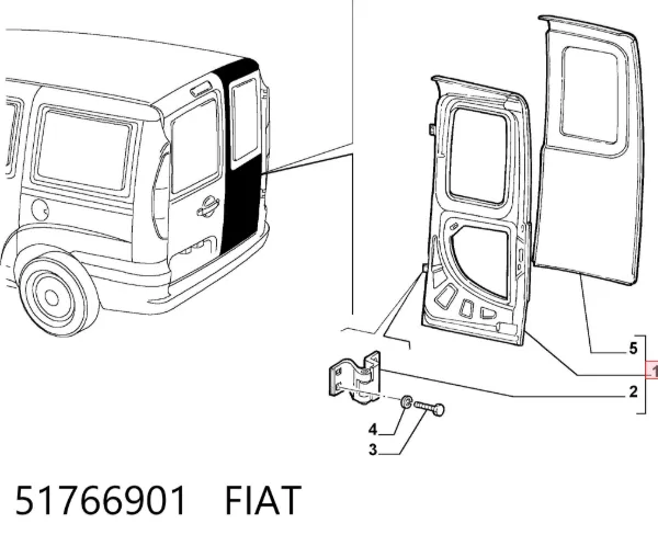 Puerta trasera izquierda de furgón de doble hoja 51766901 Fiat/Alfa/Lancia