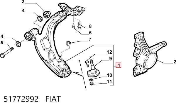 Brazo inferior izquierdo de la suspensión delantera 51772992 Fiat/Alfa/Lancia
