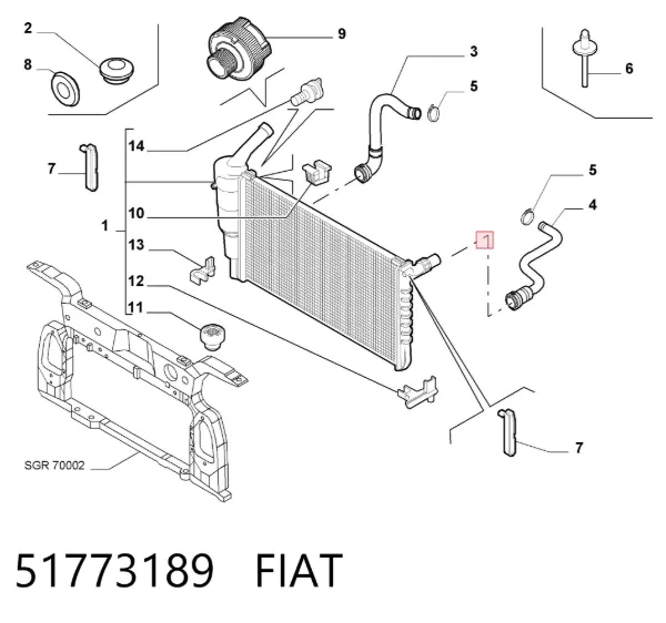Radiador 51773189 Fiat/Alfa/Lancia
