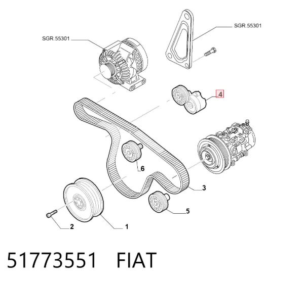 Tensor de correa poli V 51773551 Fiat/Alfa/Lancia