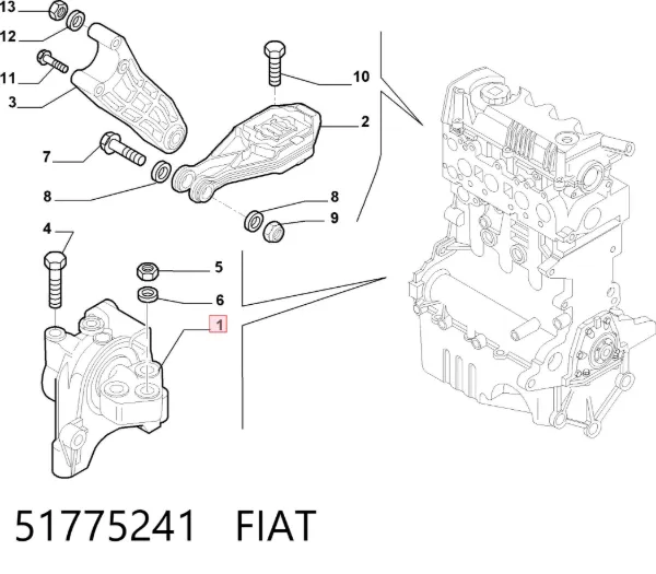 Soporte de motor derecho 51775241 Fiat/Alfa/Lancia