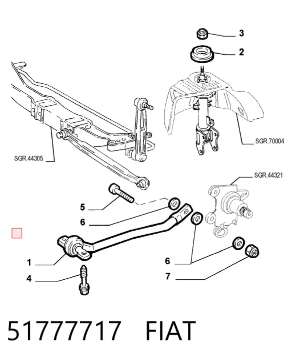 Barra longitudinal de suspensión trasera izquierda 51777717 Fiat/Alfa/Lancia