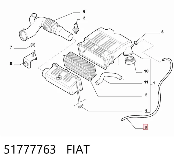 Tubo de ventilación del cárter 51777763 Fiat/Alfa/Lancia