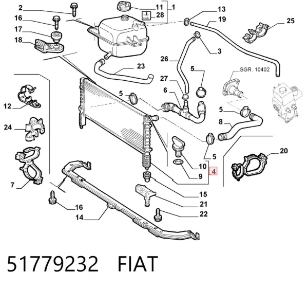 Radiador 51779232 Fiat/Alfa/Lancia