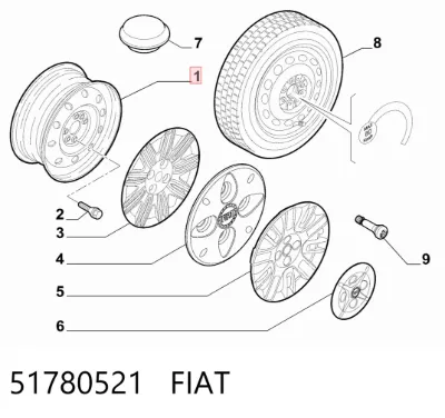 Rin de acero estampado FIAT 51780521
