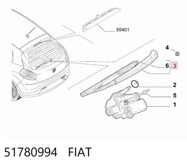 Limpiaparabrisas traseros 51780994 Fiat/Alfa/Lancia