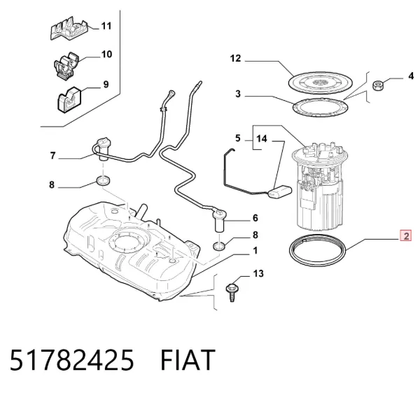 Junta del sensor de nivel de combustible/bomba de combustible (depósito de combustible) 51782425 Fiat/Alfa/Lancia