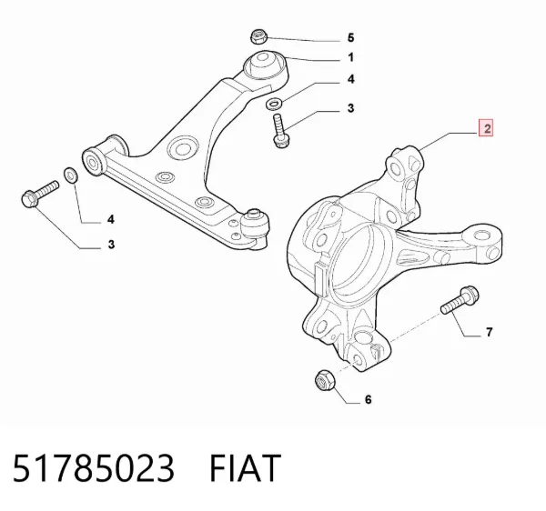 Mangueta delantera derecha 51785023 Fiat/Alfa/Lancia