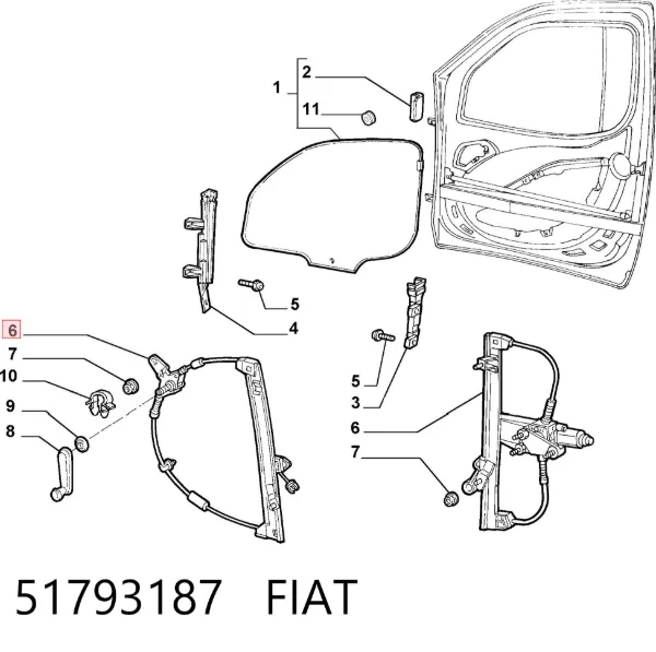 Mecanismo de elevalunas delantero izquierdo 51793187 Fiat/Alfa/Lancia