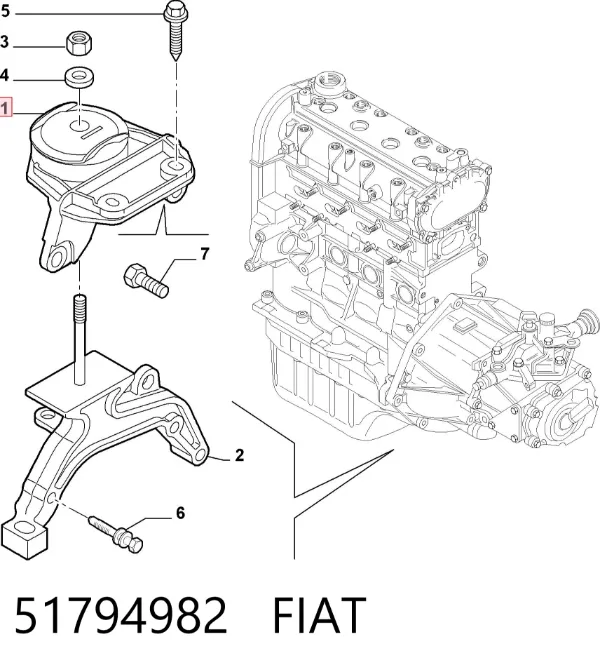 Soporte de motor delantero 51794982 Fiat/Alfa/Lancia