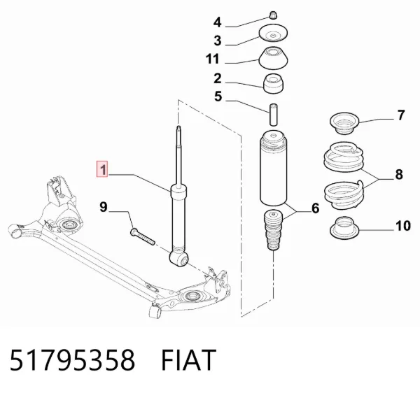 Amortiguador trasero 51795358 Fiat/Alfa/Lancia