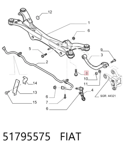 Brazo superior de suspensión trasera izquierdo/derecho FIAT 51795575