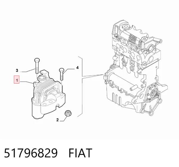 Soporte delantero derecho del motor 51796829 Fiat/Alfa/Lancia