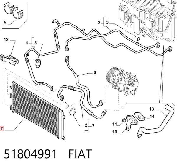 Condensador aire acondicionado 51804991 Fiat/Alfa/Lancia