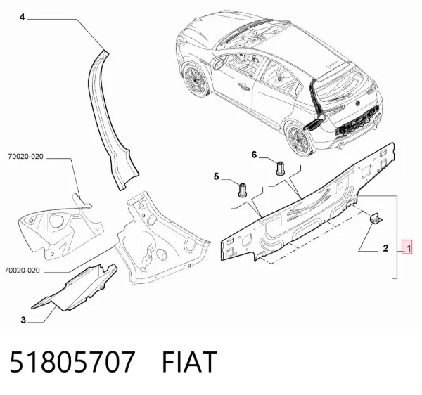 Panel del maletero trasero 51805707 Fiat/Alfa/Lancia