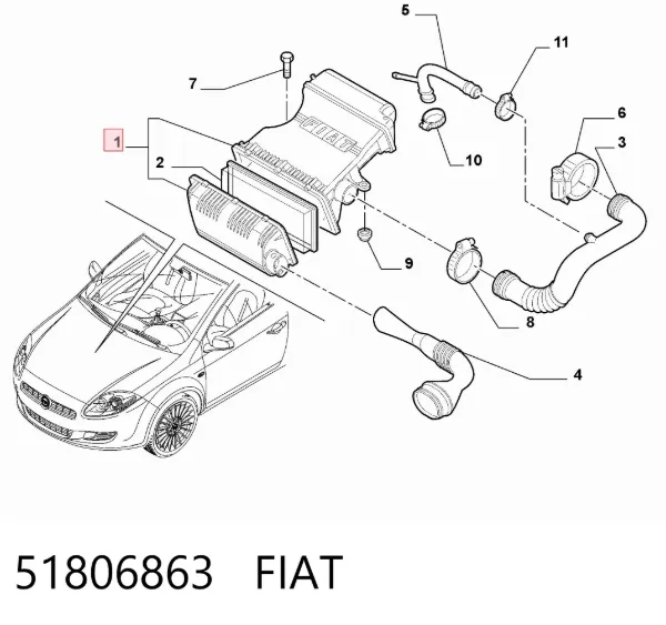 Caja del filtro de aire 51806863 Fiat/Alfa/Lancia