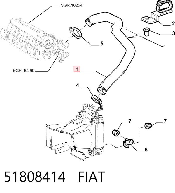 Tubo intercooler 51808414 Fiat/Alfa/Lancia
