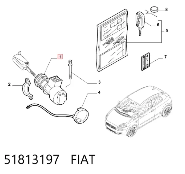 Bombín de arranque 51813197 Fiat/Alfa/Lancia