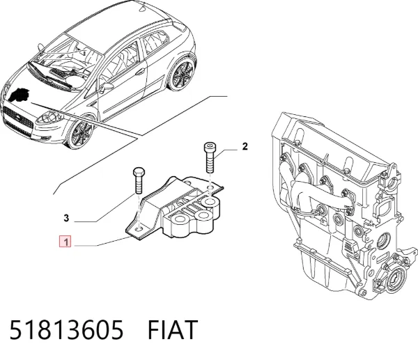 Soporte de motor derecho 51813605 Fiat/Alfa/Lancia