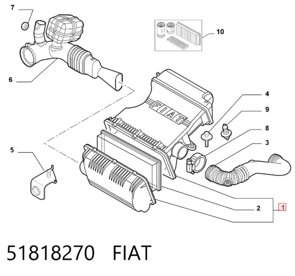 Caja del filtro de aire 51818270 Fiat/Alfa/Lancia