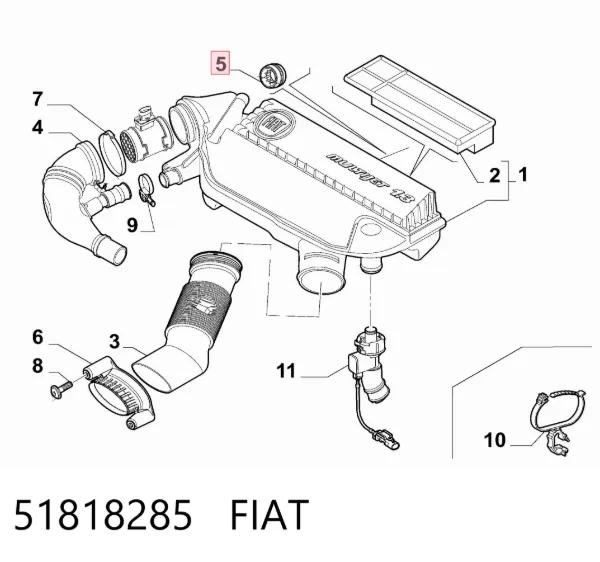 Tope de goma de la tapa de válvulas 51818285 Fiat/Alfa/Lancia