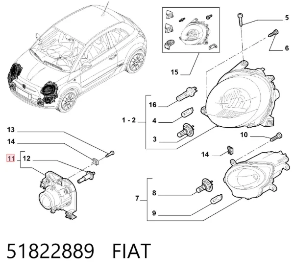 Luz antiniebla izquierdo 51822889 Fiat/Alfa/Lancia