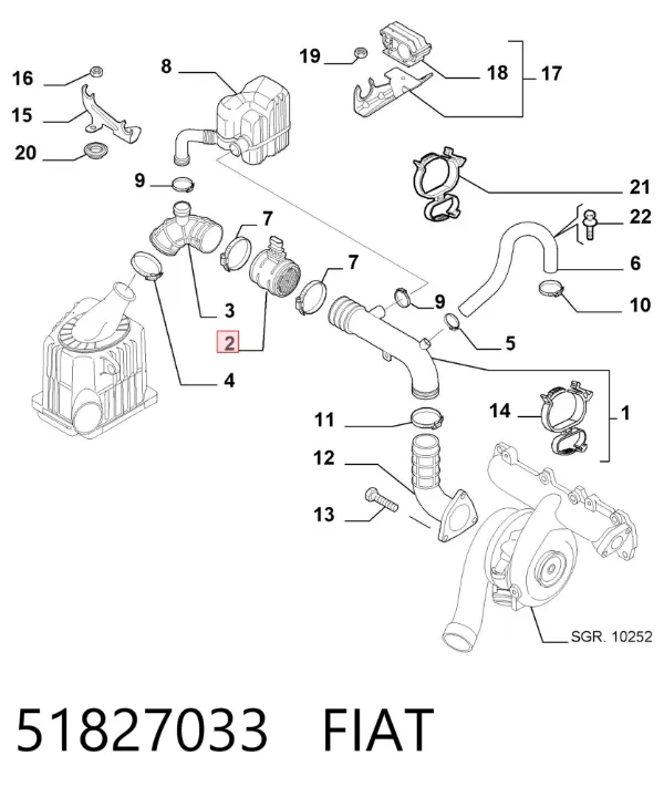 Caudalímetro 51827033 Fiat/Alfa/Lancia