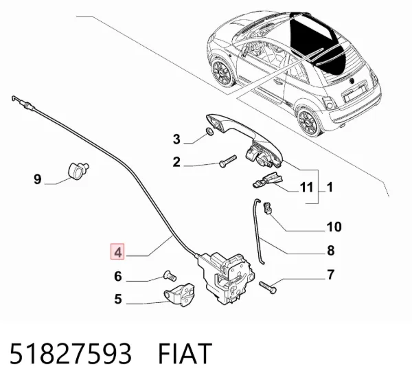 Cerradura de puerta delantera derecha 51827593 Fiat/Alfa/Lancia