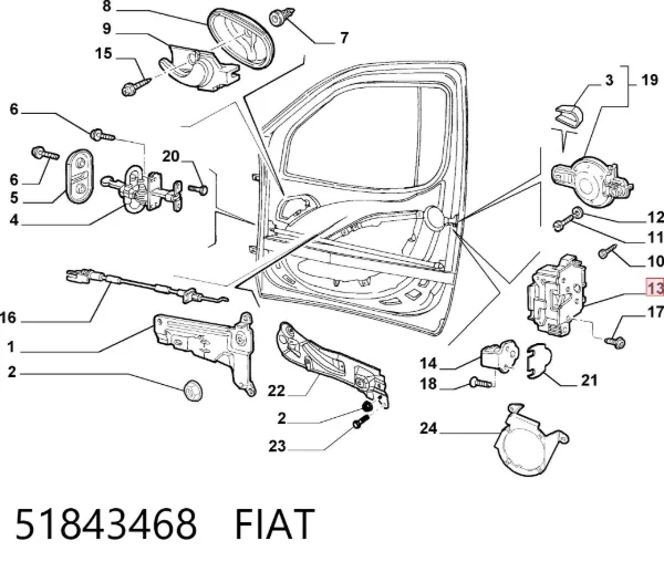 Cerradura de puerta delantera derecha 51843468 Fiat/Alfa/Lancia