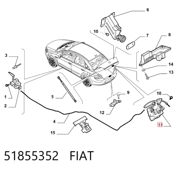 Cerradura de maletero 51855352 Fiat/Alfa/Lancia