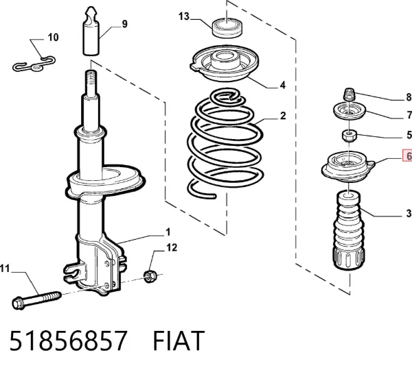 Soporte del amortiguador delantero 51856857 Fiat/Alfa/Lancia