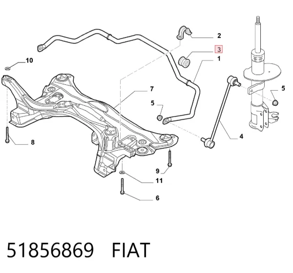 Buje de barra estabilizadora delantera 51856869 Fiat/Alfa/Lancia