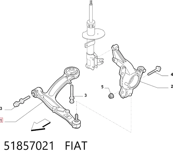 Brazo inferior izquierdo de la suspensión delantera 51857021 Fiat/Alfa/Lancia