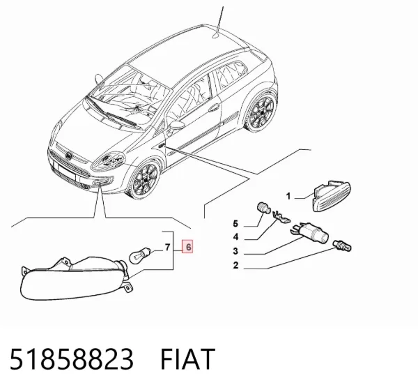 Piloto intermitente en el parachoques izquierdo 51858823 Fiat/Alfa/Lancia