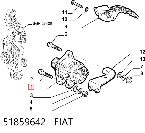 Alternador 51859642 Fiat/Alfa/Lancia