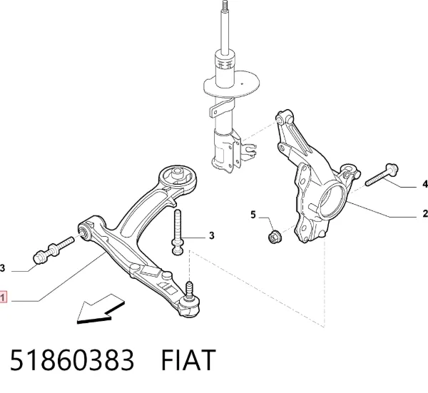 Brazo inferior izquierdo de la suspensión delantera 51860383 Fiat/Alfa/Lancia